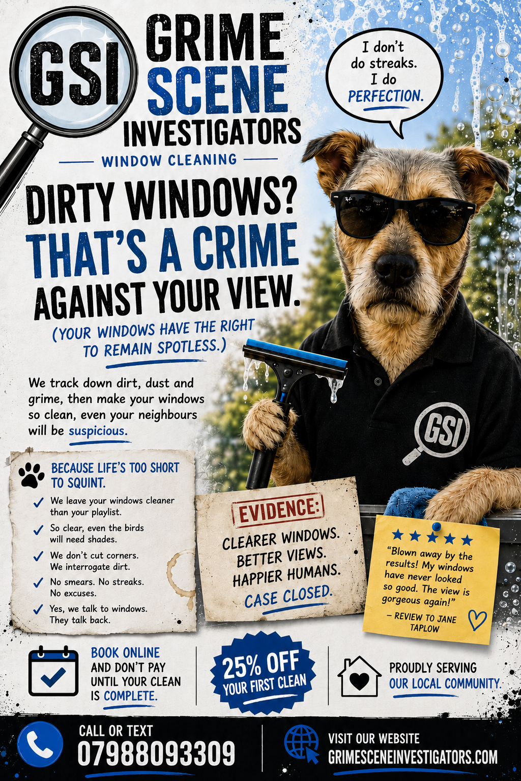 Grime Scene Investigators — Dirty Windows? That's a Crime Against Your View.